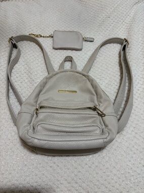 Leather Mini Backpack - Light Gray